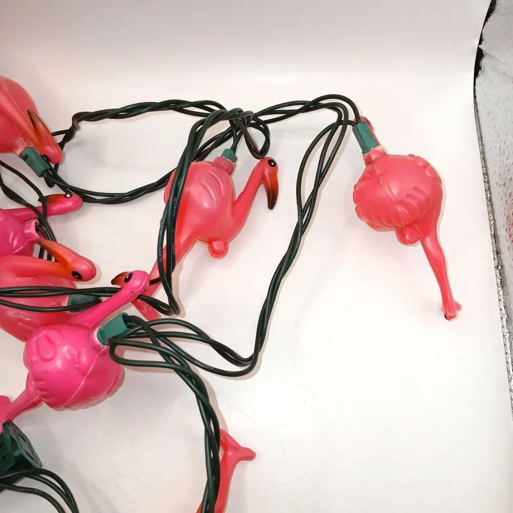 Pink Flamingo Blow Mold String Lights x10 Patio Garden Party Electric 88